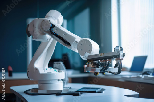 Smart medical technology concept,advanced robotic machine at Hospital. Generative AI