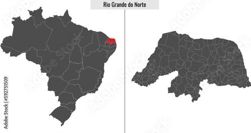 map of Rio Grande do Norte state of Brazil