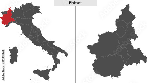 map of Piedmont province of Italy