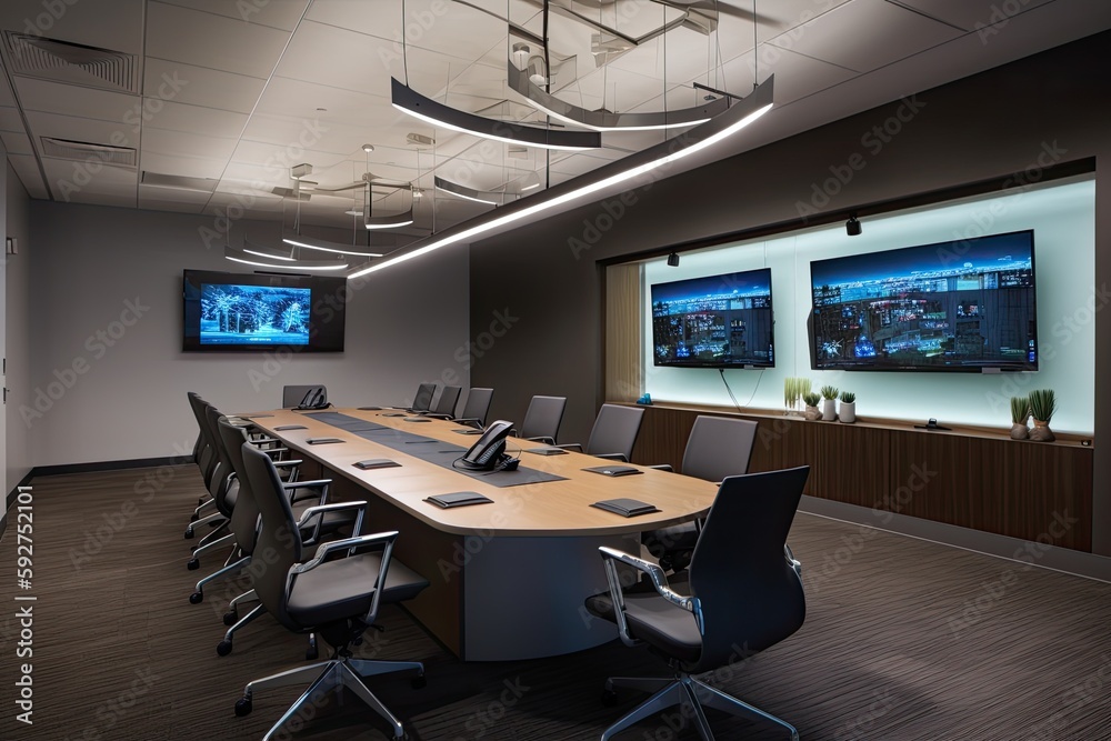 Hightech meeting room with video conferencing capabilities