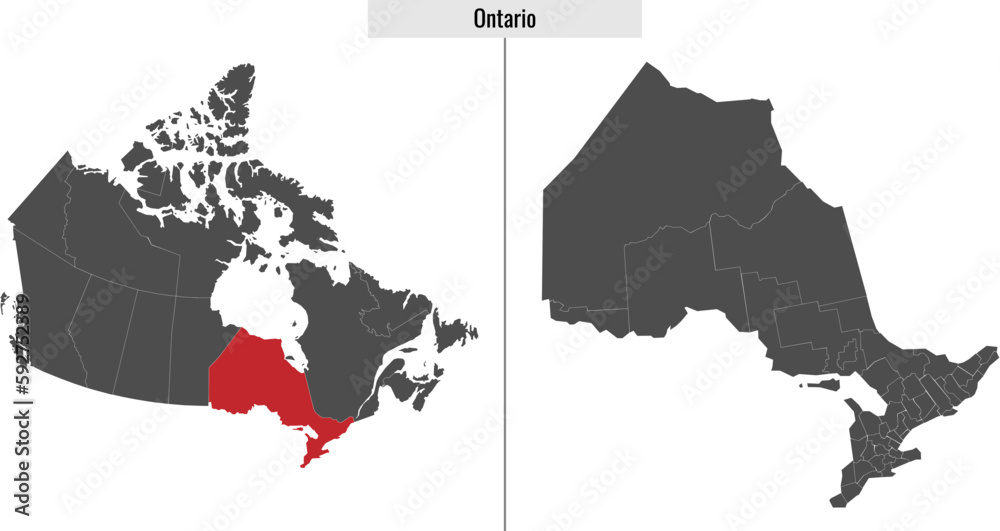 Fototapeta premium map of Ontario province of Canada