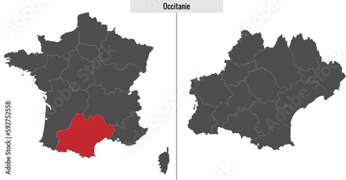map of Occitanie region of France