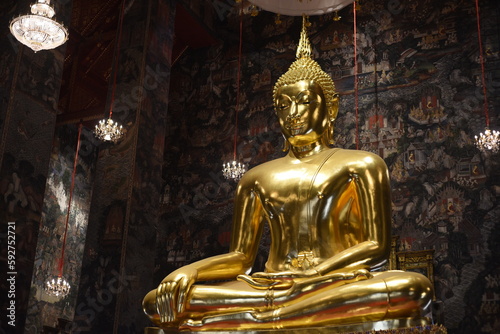 Big golden buddha statue in Bangkok, Thailand.