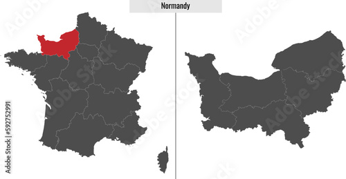 map of Normandy region of France photo