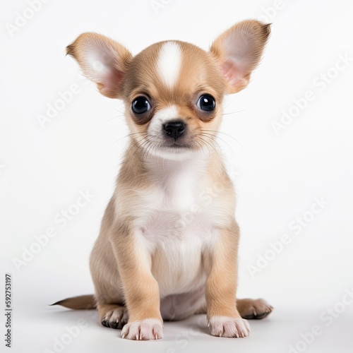 Cute Chihuahua Puppy Isolated on a White Background - Adorable Pet Animal. Generative AI © AIGen