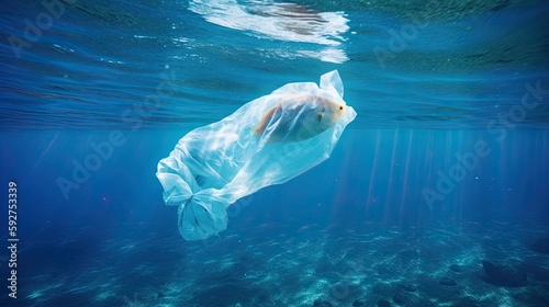The Real Cost of Plastic Pollution: Fish-Shaped Plastic Bags Swimming in the Sea: Generative AI