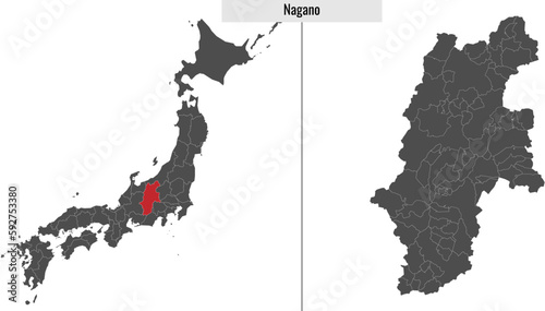 map of Nagano prefecture of Japan