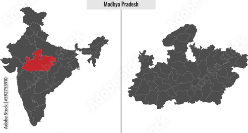 map of Madhya Pradesh state of India photo