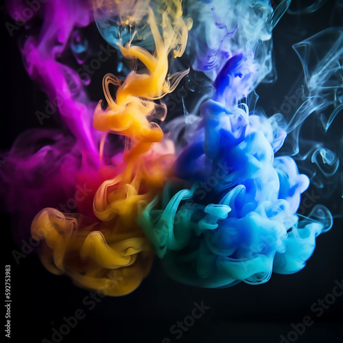 3d render, abstract background of colorful smoke, glowing smoke colorfull, red pink, yellow, orange blue violet gradient, modern wallpaper, colorfull wallpaper, background black
