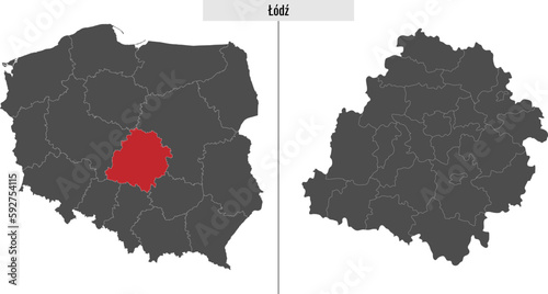 map of Lodz voivodship province of Poland