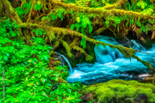 Cachoeira paradis  aca com rio cristalino e vegeta    o exuberante