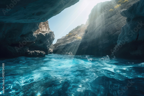 Blue caves. Generative AI