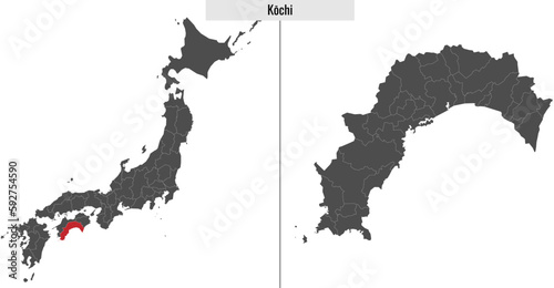 map of Kochi prefecture of Japan