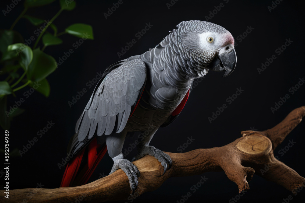 Fototapeta premium African Grey Parrot. Generative AI