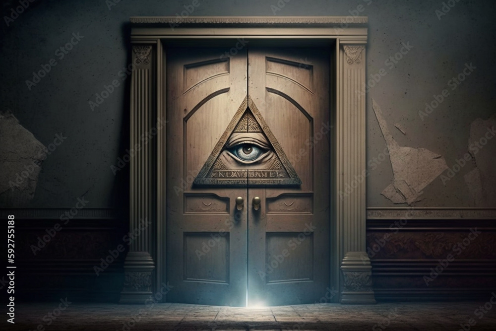 Illuminati meeting, all seeing eye pyramid, concept of secret societies