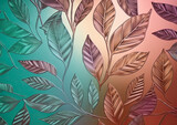 Metallic Leaves: Shimmering Foliage on Colorful Background Created with Generative AI and Other Techniques