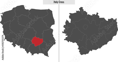 map of Holy Cross voivodship province of Poland