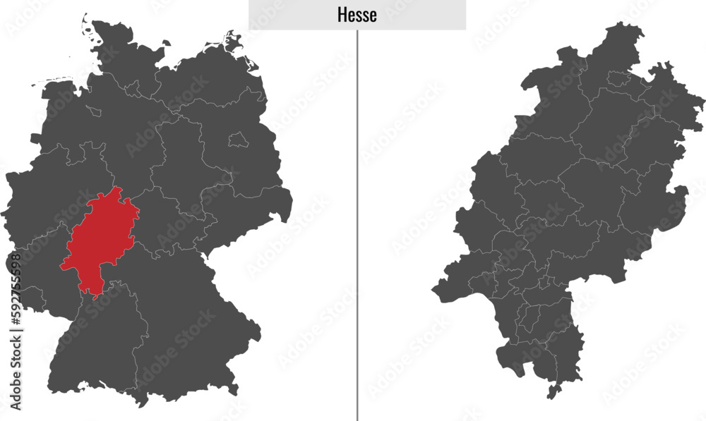 map of Hesse state of Germany - obrazy, fototapety, plakaty 