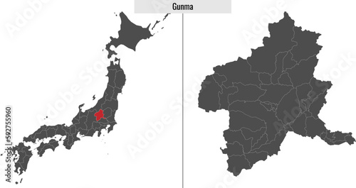 map of Gunma prefecture of Japan photo
