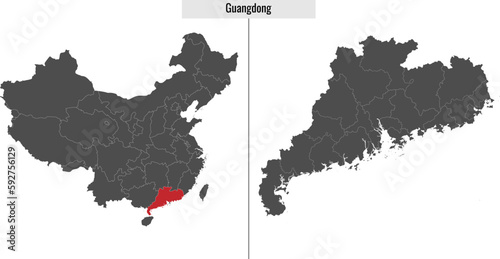 map of Guangdong province of China photo