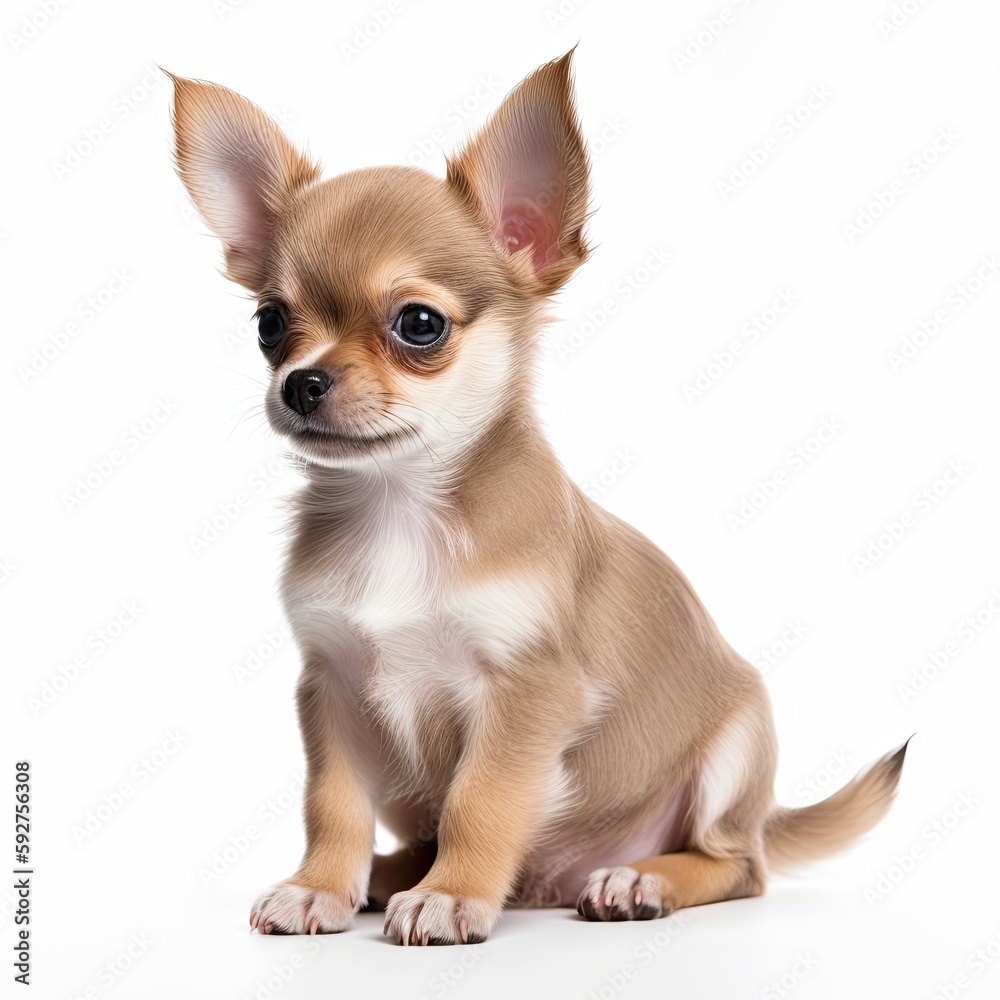 Adorable Brown Chihuahua Puppy, Isolated on White Background - Perfect Pet for Your Home, Generative AI