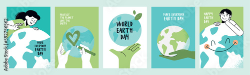 Earth day poster set. Vector illustrations for graphic and web design, business presentation, marketing and print material.