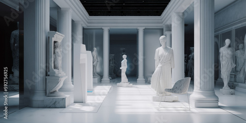Sala de exposiciones de esculturas griegas, museo de arte de arte clásico, representación de las musas griegas  photo