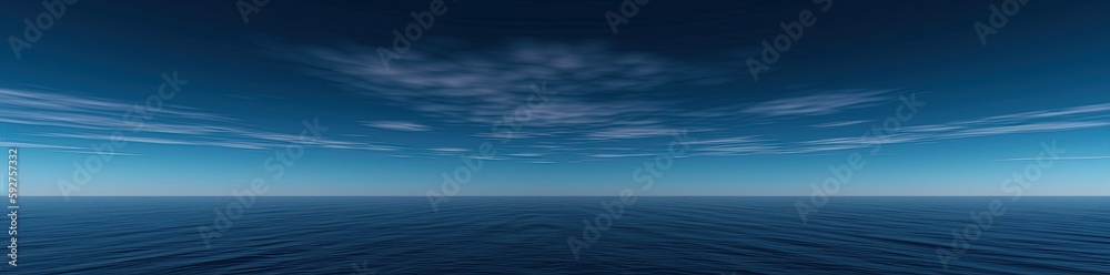 Sky and water panorama image. created with Generative AI technology.