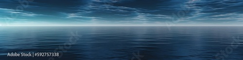 Sky and water panorama image. created with Generative AI technology.