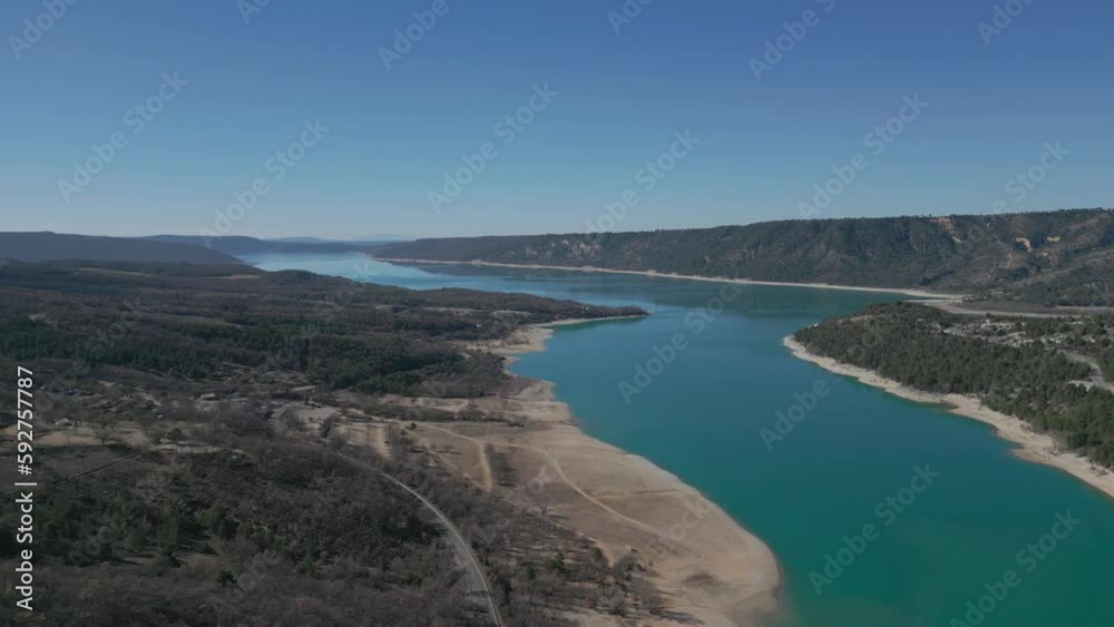 Gorges du Verdon - Aerial view of the canyon near the Pont du Galetas bridge Gorges du Verdon - Aerial view of the canyon near the Pont du Galetas bridge