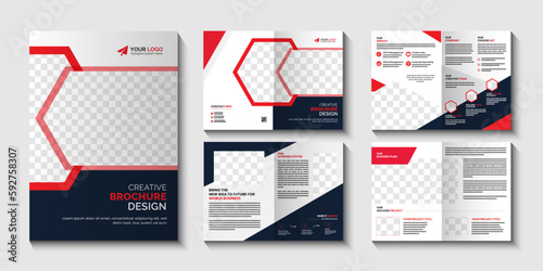 Creative business Brochure template layout design. This is 8 pages corporate Trendy minimalist flat geometric vector Business Brochure design photo