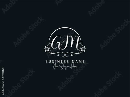 Beautiful Luxury GM Logo, Feminine Gm mg Signature Letter Logo Stock