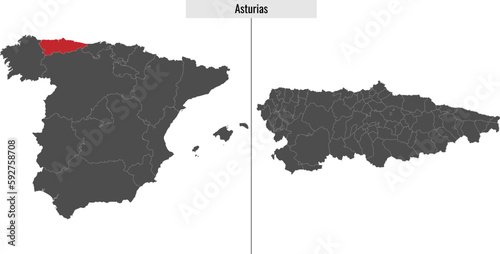 Asturias map region of Spain