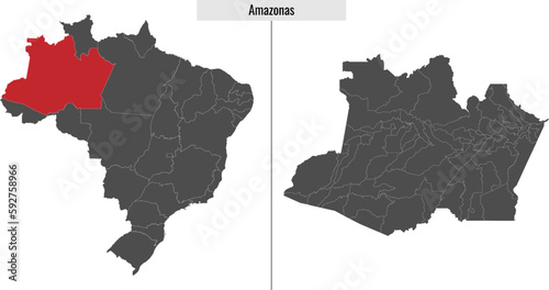 Amazonas map state of Brazil photo