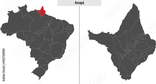 Amapa map state of Brazil photo