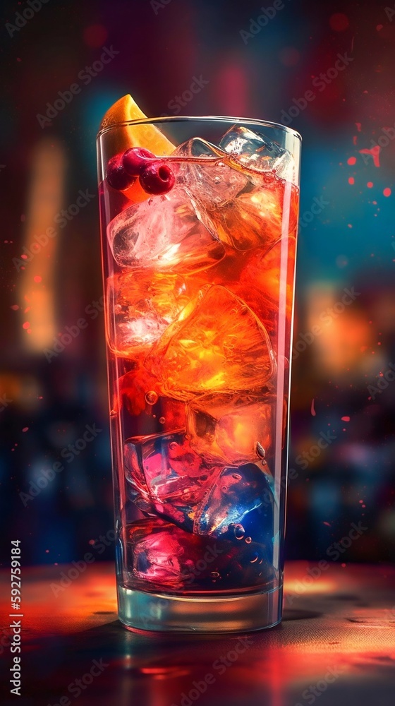 Colourful and Refreshing Cocktail. Generative AI
