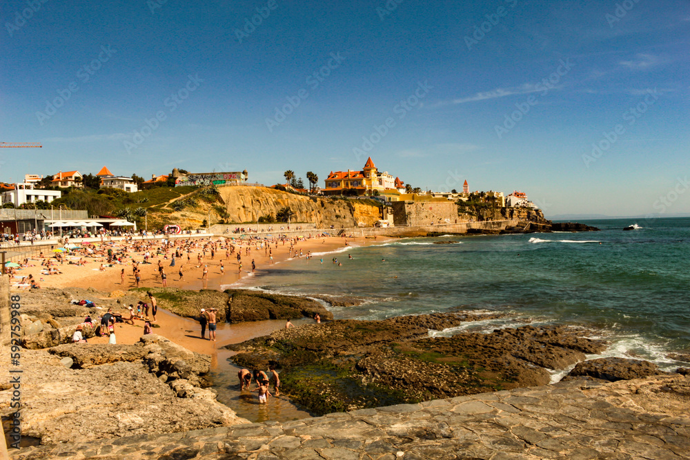 Fototapeta premium View of a beautiful seafront in Estoril, Portugal, Europe, on a sunny day