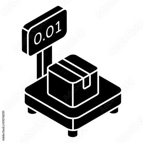 Conceptual flat design icon of parcel weighing