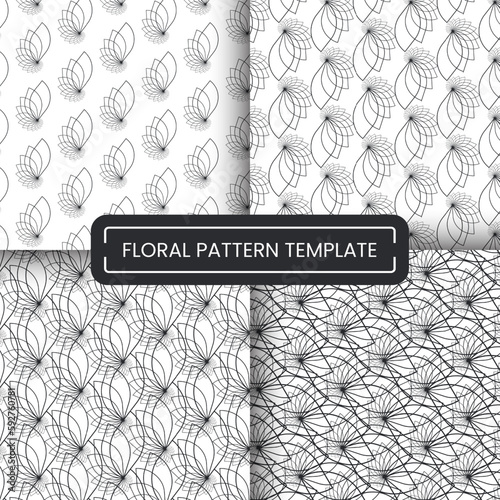 set of vector abstract floral pattern template