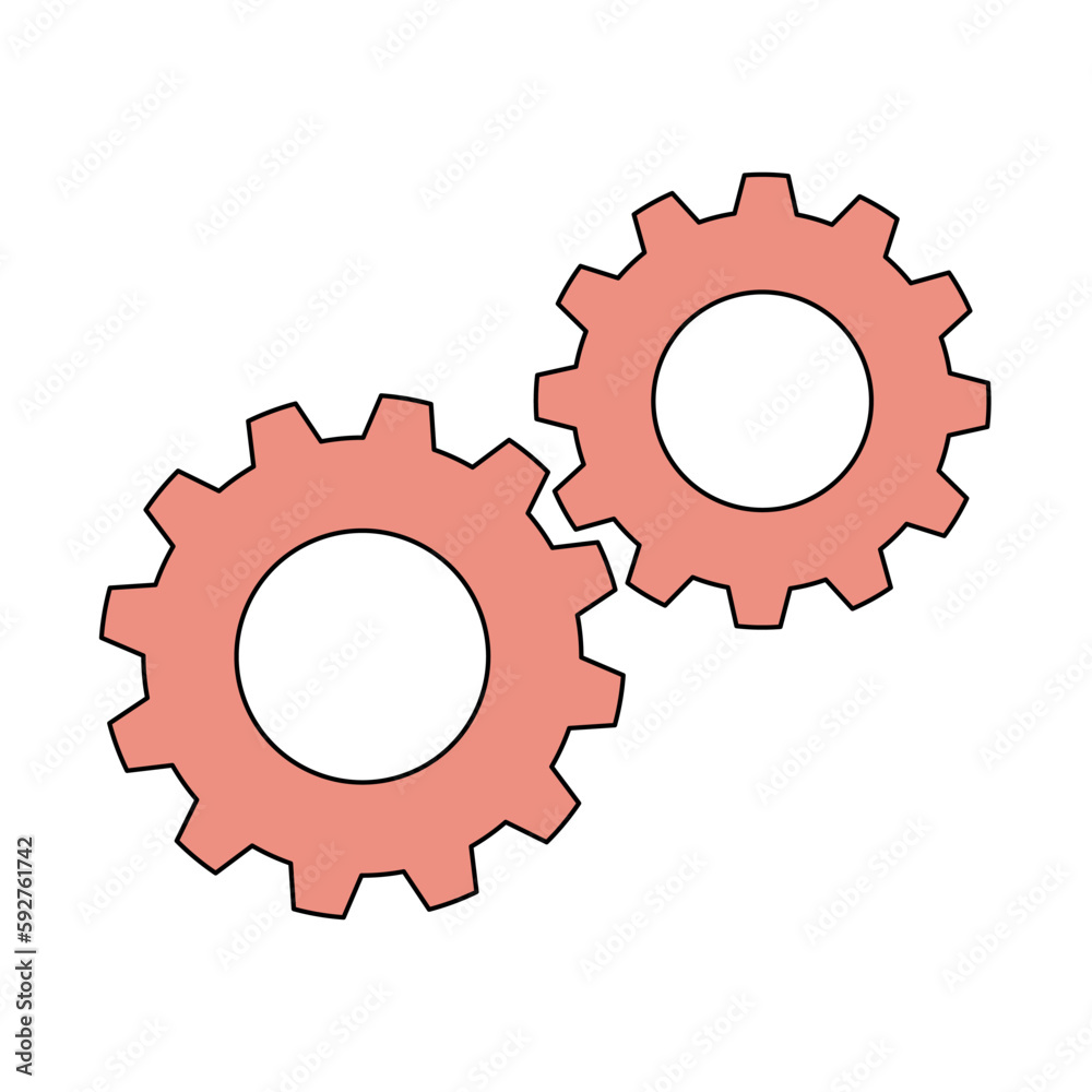 Cogs or gears icon flat vector illustration Cogs or gears icon flat vector illustration
