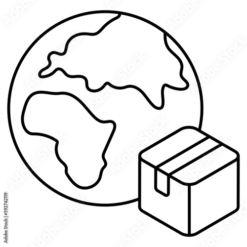 A flat design icon of global parcel  