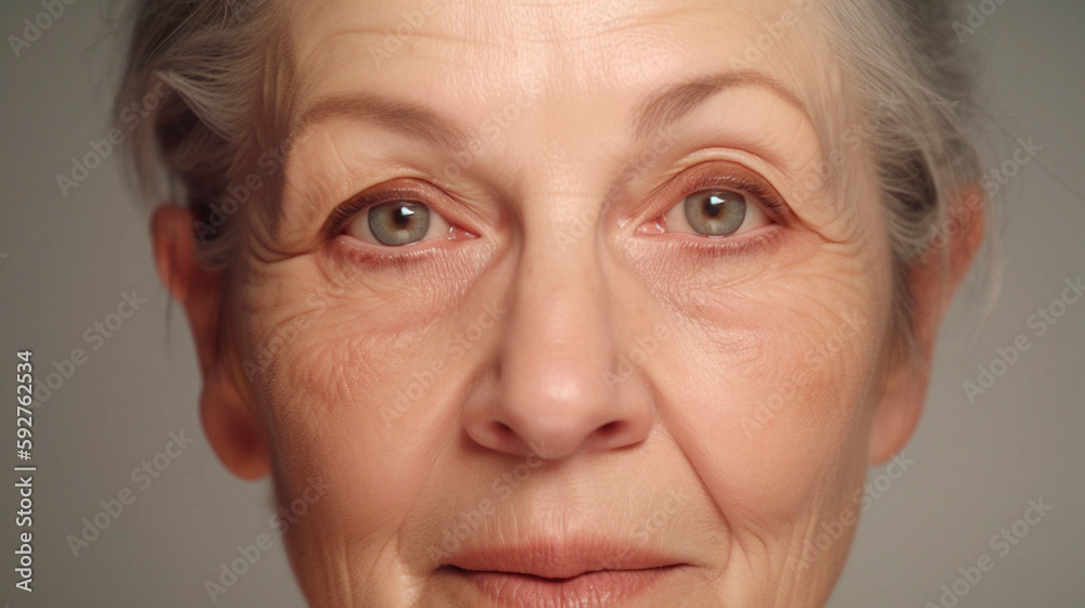 Porrtait of old woman with gray hair, created with Generative AI Technology Porrtait of old woman with gray hair, created with Generative AI Technology