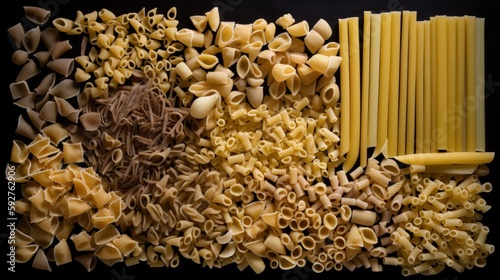 Variety of different pasta types. Italian Pasta. Generative art.