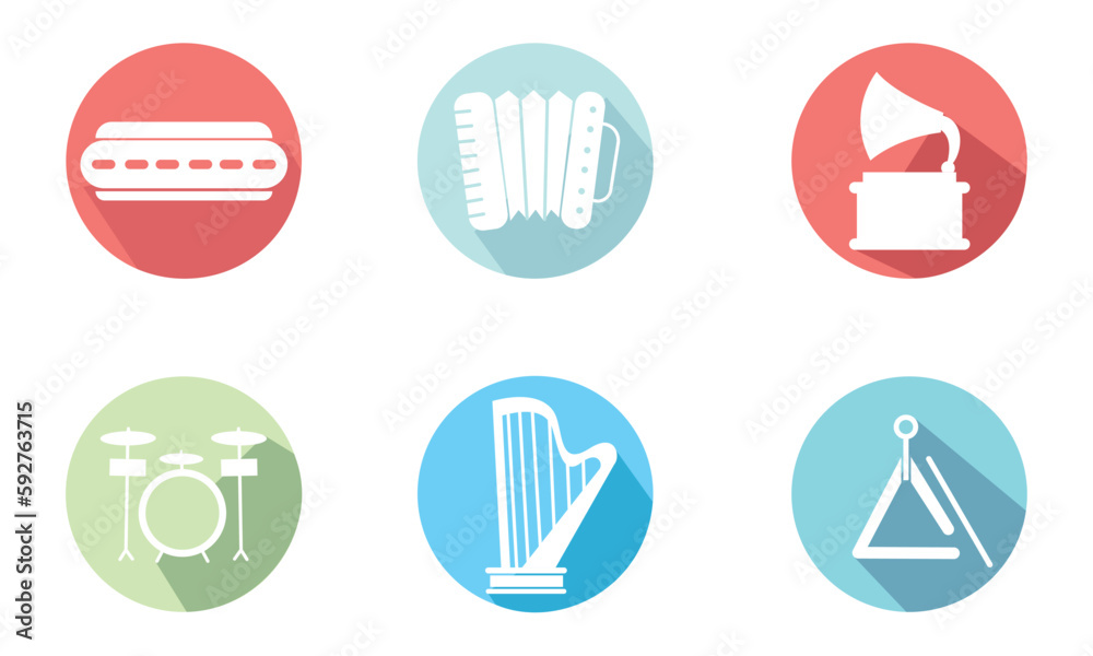 Set of different musical instrument icons Vector