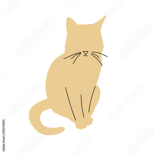  Orange ginger cat silhouette vector flat design.