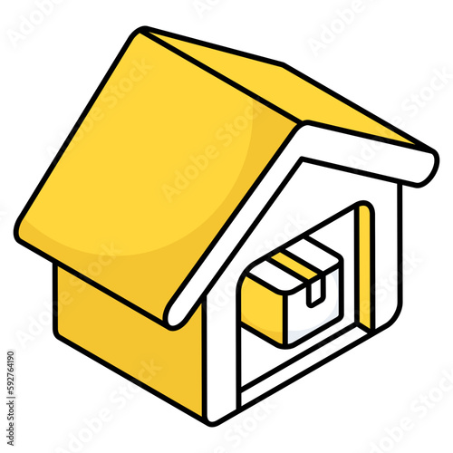 Flat design icon of warehouse