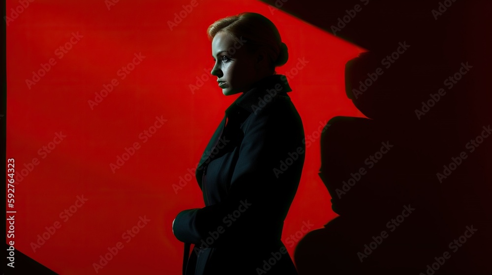 Female Russian Spy Emerging from Shadows