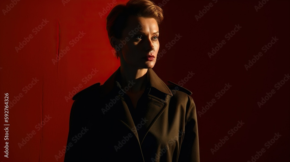 Female Russian Spy Emerging from Shadows
