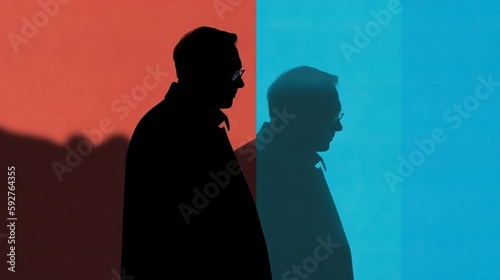 Shadow silhouette of a mysterious man in cloak