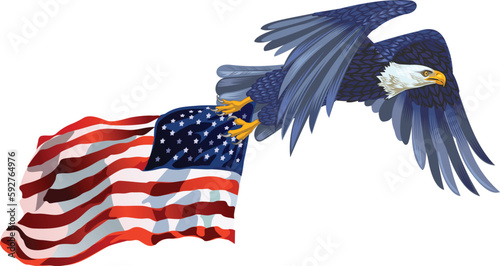 American eagle with USA flags